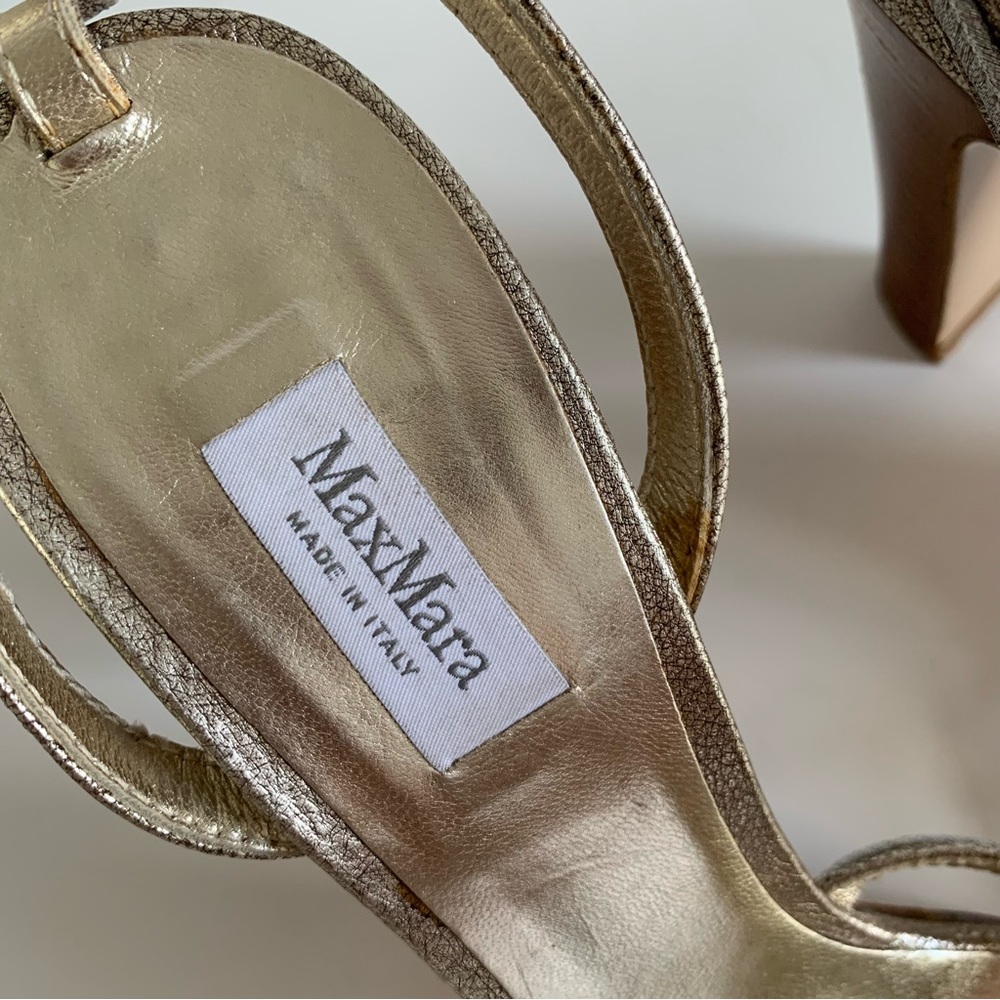 Max Mara Metallic Open Toe Heels - image 4